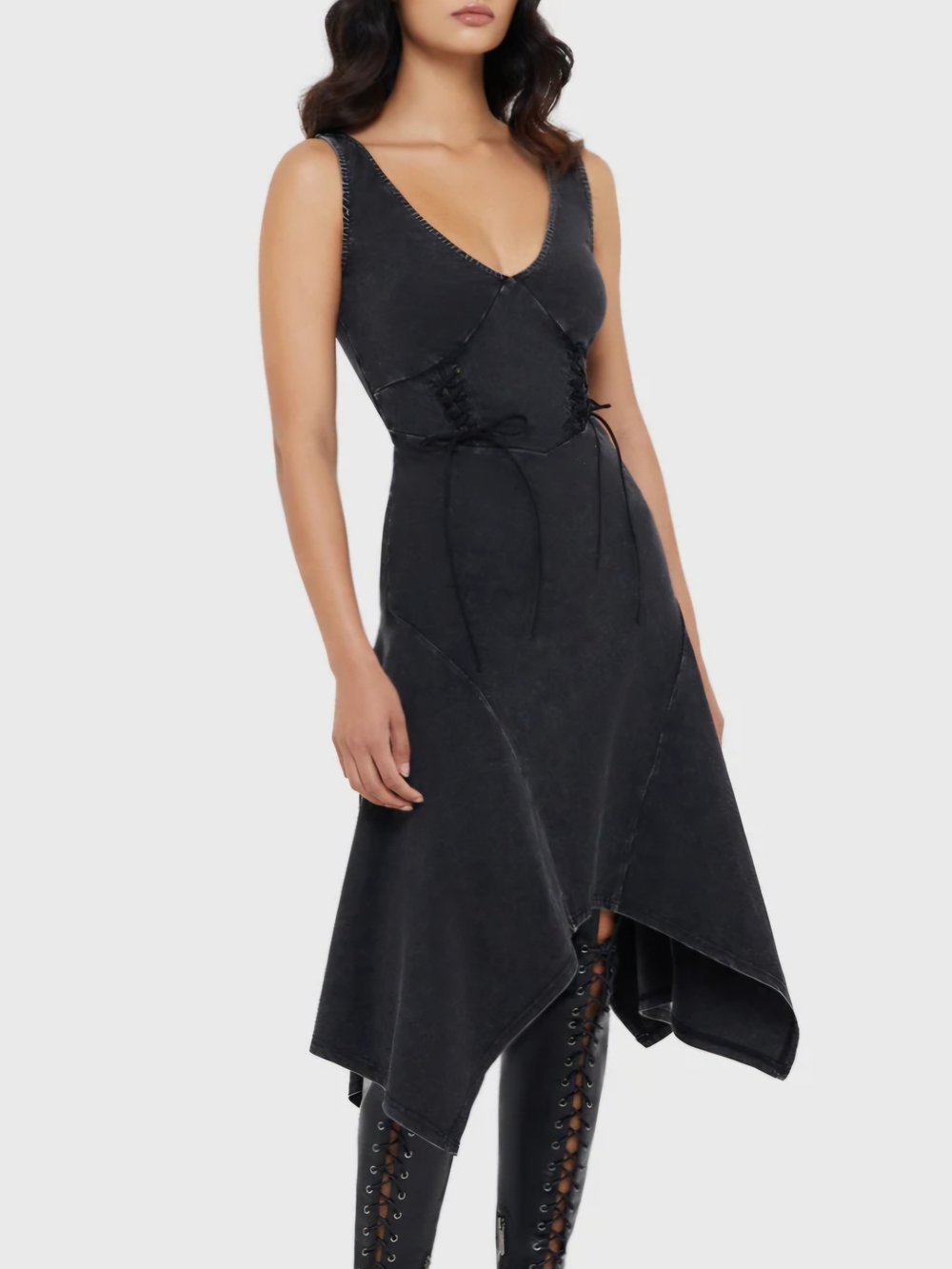 Killstar Washed Black Asymmetrical Handkerchief Shadow Claw Dress - Picture 2 of 6